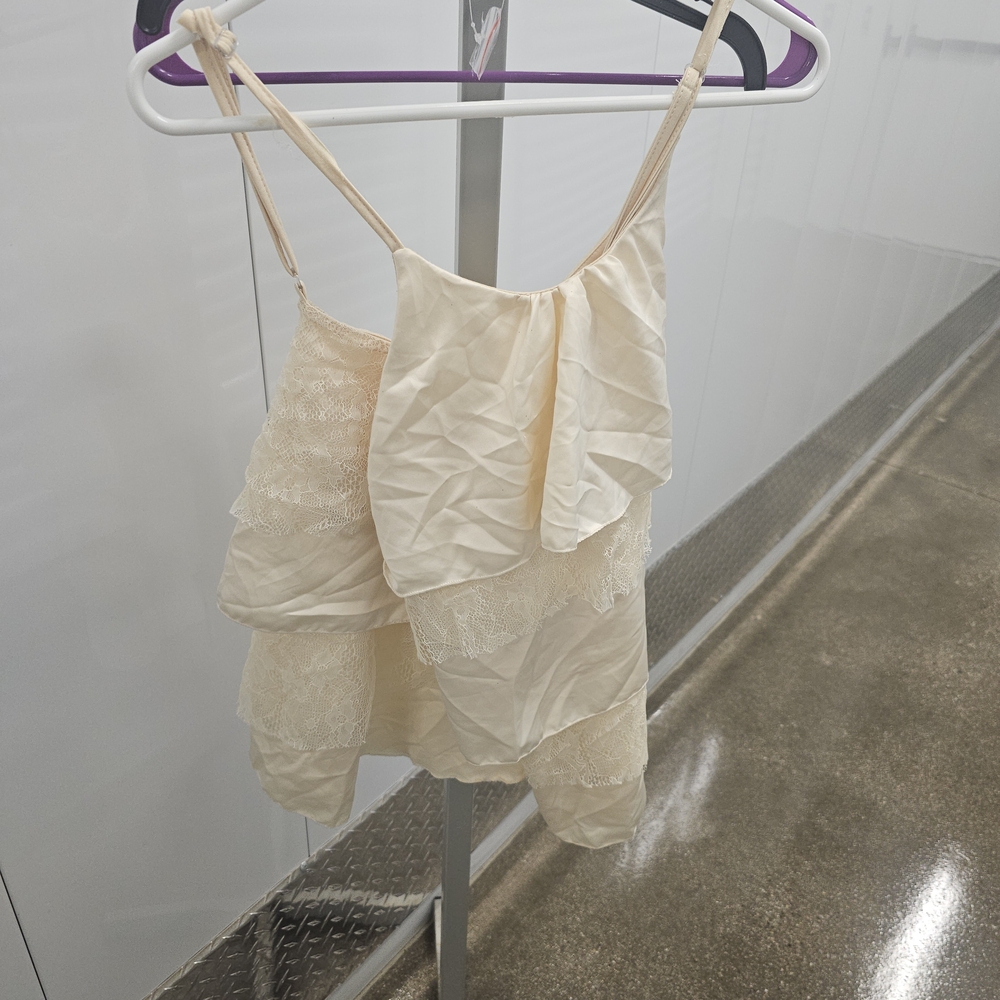 Elegant Cream Layered Women's Top With Shorts